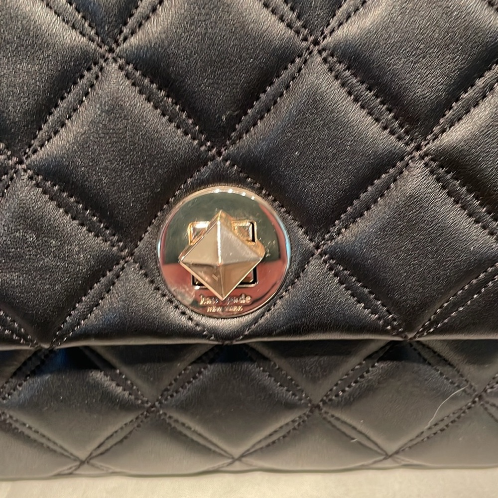 Kate Spade Natalia Quilted Black Leather Shoulder/Crossbody Like New! MSRP $329 - Picture 3 of 7